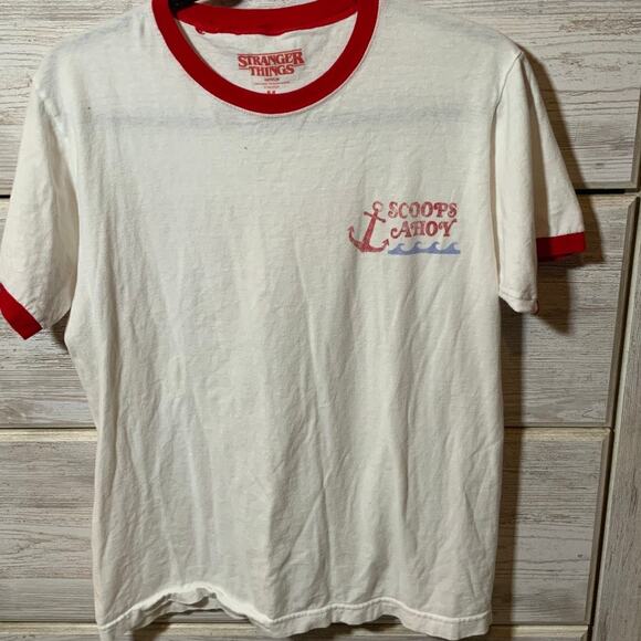 Stranger Things Ahoy Ice Cream Ringer Tee - Size Medium - Picture 1 of 3